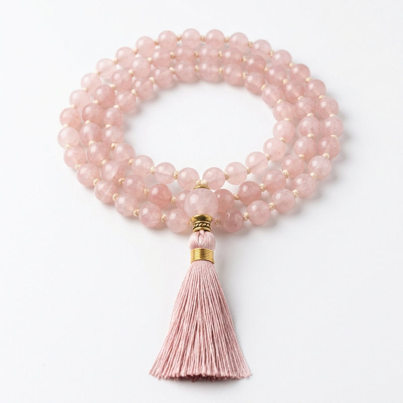 Mala 108 Perles Quartz Rose