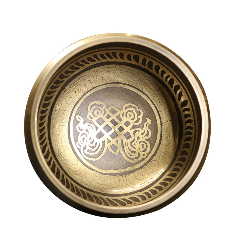 Bol chantant gravé nœud sans fin, 8 cm, avec maillet en bois — VoxArcana