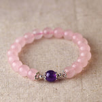 Bracelet perles de cristal rose et perle violette — VoxArcana