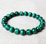 Bracelet perles vertes aspect malachite, 6 mm — VoxArcana