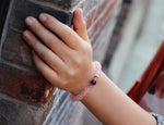 Bracelet perles de cristal rose et perle violette — VoxArcana
