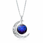 Collier signe Bélier sur croissant de lune, ton argenté — VoxArcana