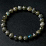 Bracelet perles de labradorite, 8 mm, gris aux reflets bleus — VoxArcana