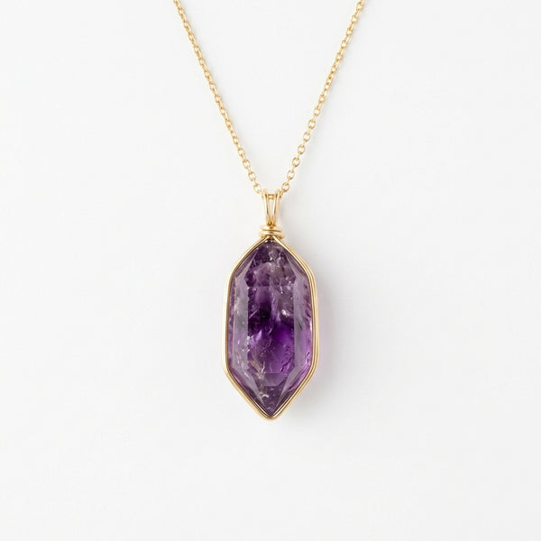 Collier Pendentif Pointe d'Amethyste