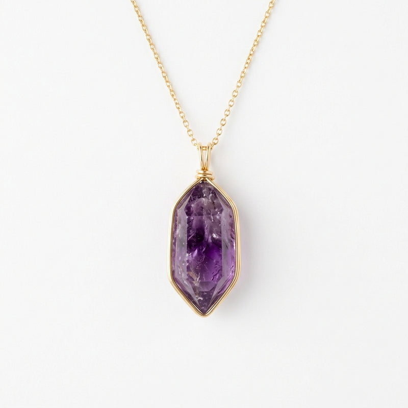 Collier Pendentif Pointe d'Amethyste