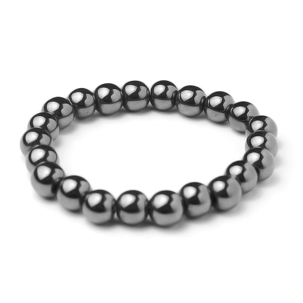 Bracelet perles d'hématite 6 mm, gris métallisé — VoxArcana