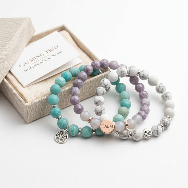 Coffret Trio — 3 Bracelets en Pierres