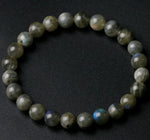 Bracelet perles de labradorite, 8 mm, gris aux reflets bleus — VoxArcana