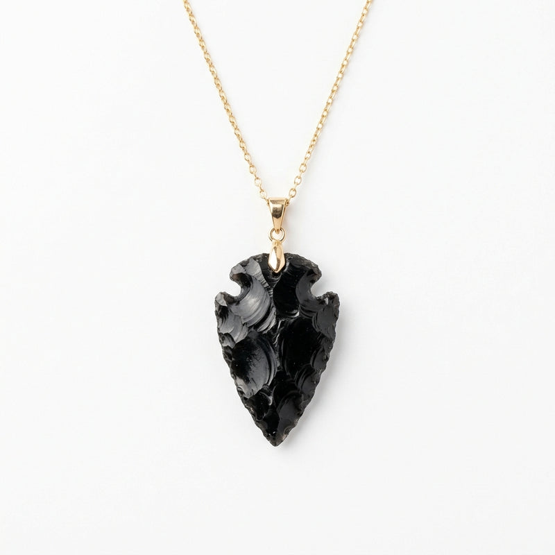 Pendentif Pointe de Fleche Obsidienne