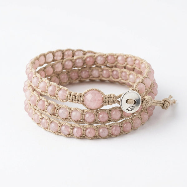 Bracelet Tresse Quartz Rose