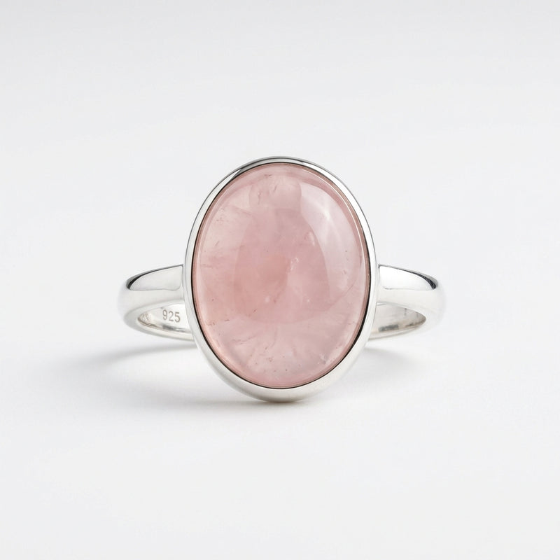 Bague Cabochon Quartz Rose