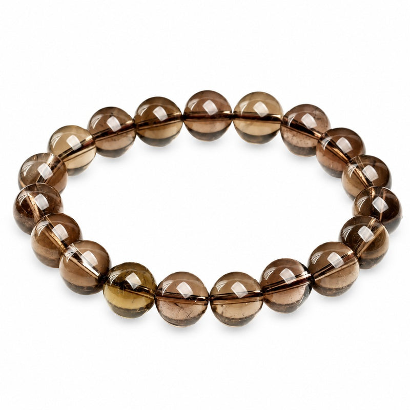 Smoky quartz beaded bracelet, 8 mm polished beads — VoxArcana