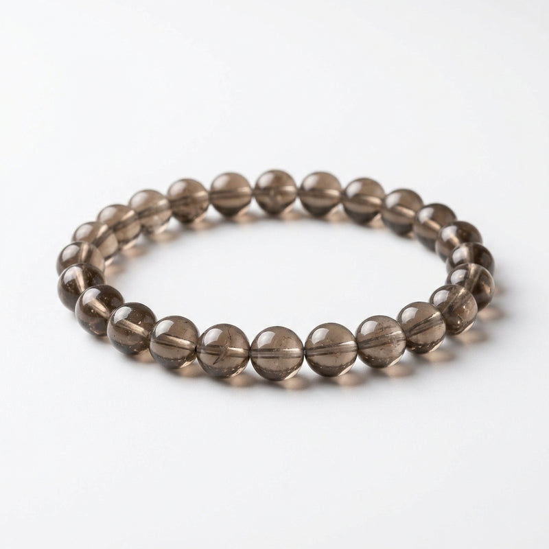 Bracelet de Perles en Quartz Fumé