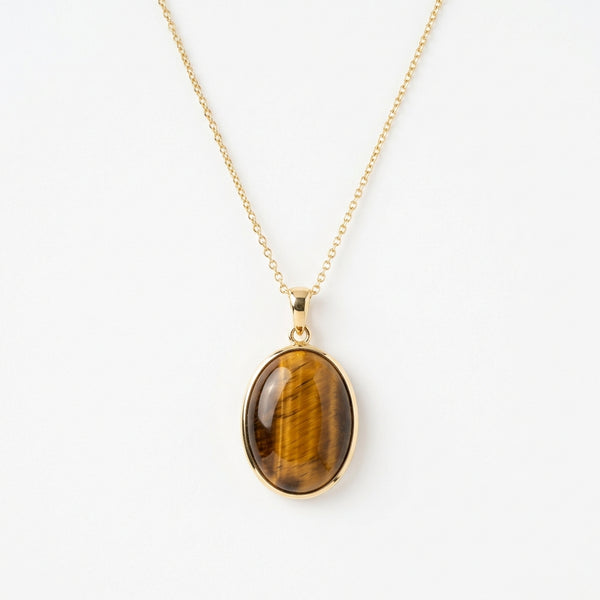 Pendentif Ovale Oeil de Tigre