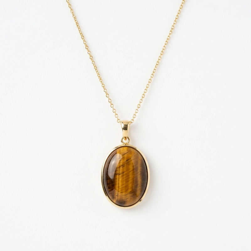 Pendentif Ovale Oeil de Tigre